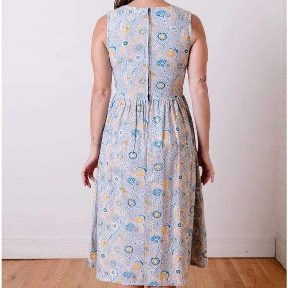 Mata Traders Sydney Midi Dress Blue Suzani Pockets Size Medium - Picture 7 of 8